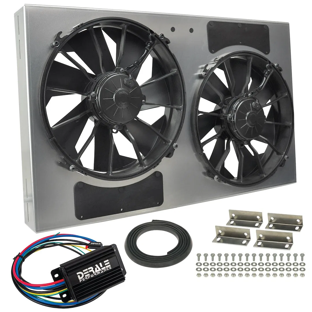 66838 – DERALE Cooling Fan, Electric 4000 Cubic Feet Per Minute Dual 12 Inch Diameter Fan/ 28-1/4 Inch Width x 17 Inc...